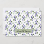 Personalized Violets Floral Botanical Note Card Notitiekaartje (Voorkant)