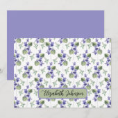 Personalized Violets Floral Botanical Note Card Notitiekaartje (Voorkant / Achterkant)