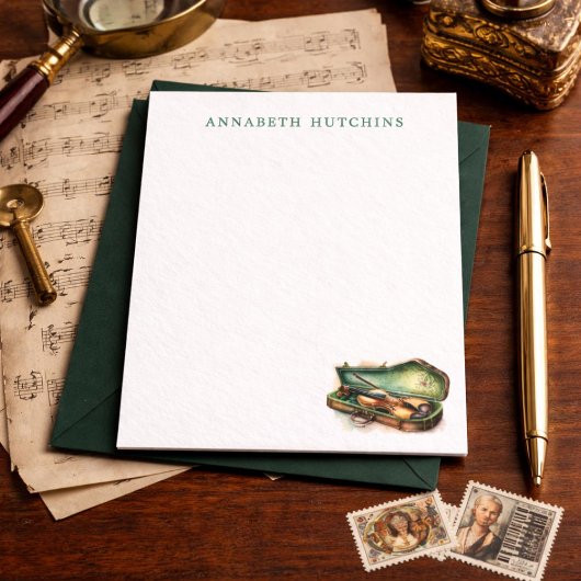Personalized Violin Stationery Note Cards Notitiekaartje
