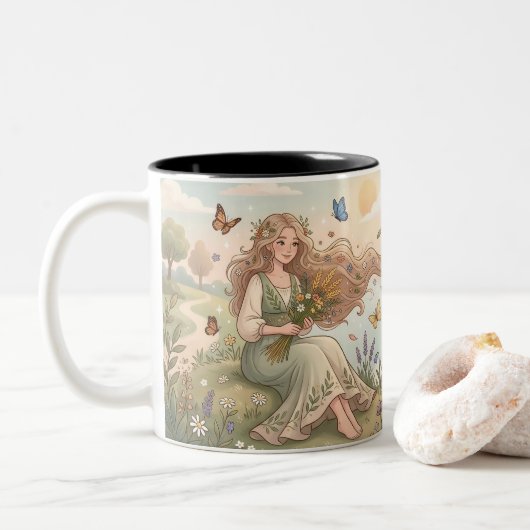 Personalized Virgo Zodiac Mug Tweekleurige Koffiemok (Met donut)
