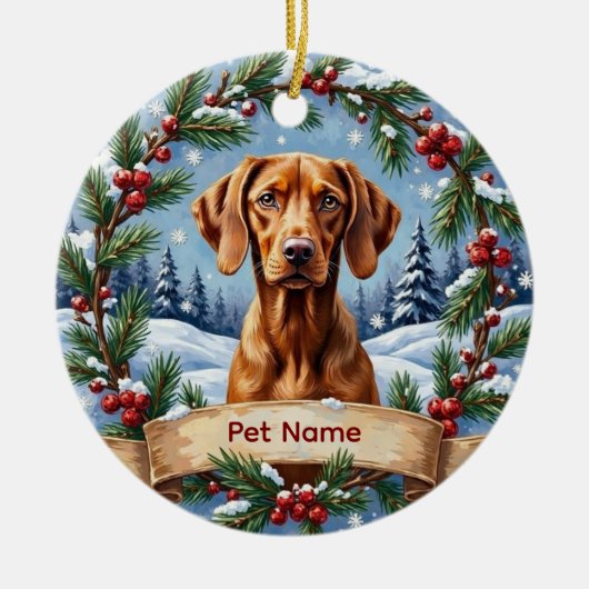 Personalized Vizsla Christmas Keramisch Ornament (Voorkant)