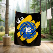 Personalized Volleyball Blue and Yellow Fleece Deken