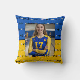 Personalized Volleyball Blue and Yellow Senior Kussen
