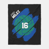 Personalized Volleyball Player Blue and Green Fleece Deken (Voorkant)
