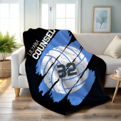 Personalized Volleyball Player Blue and White Fleece Deken