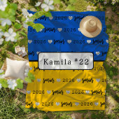 Personalized Volleyball Senior blue and yellow  Fleece Deken