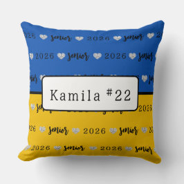 Personalized Volleyball Senior Blue and Yellow  Kussen