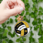 Personalized Volleyball Team Gifts. Black and Gold Sleutelhanger (Hand)