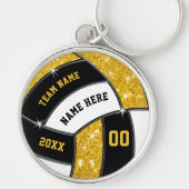 Personalized Volleyball Team Gifts. Black and Gold Sleutelhanger (Voorkant)
