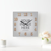 Personalized Wall Clocks Square Photo Wood Numbers Vierkante Klok (Huis)