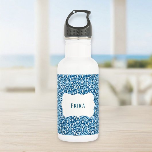 Personalized Water Bottle for Kids - Blue & White Waterfles