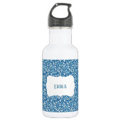 Personalized Water Bottle for Kids - Blue & White Waterfles (Voorkant)