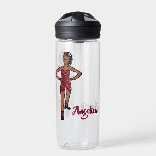 Personalized Water Bottle Ruby Ruffle #1 Waterfles (Voorkant)