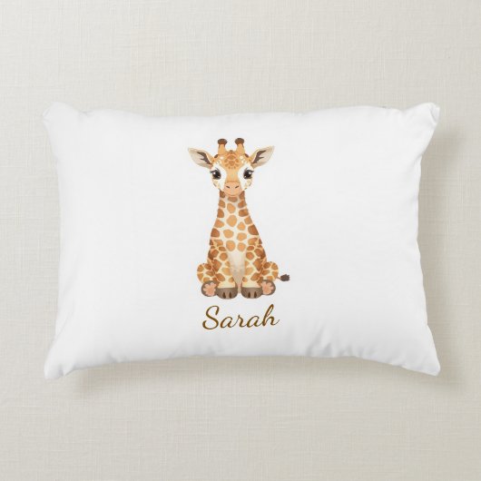 Personalized Watercolor Baby Giraffe Mug with Cust Accent Kussen (Voorkant)