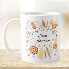 Personalized Watercolor Baking Pastry Chef Koffiemok