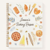 Personalized Watercolor Baking Recipe Journal Notitieboek (Voorkant)