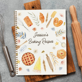 Personalized Watercolor Baking Recipe Journal Notitieboek