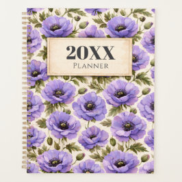 Personalized Watercolor Blue Poppies Planner