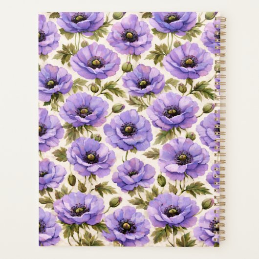 Personalized Watercolor Blue Poppies Planner (Achterkant)