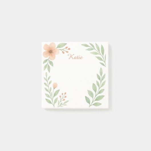 Personalized Watercolor Botanical Sticky Notes (Voorkant)