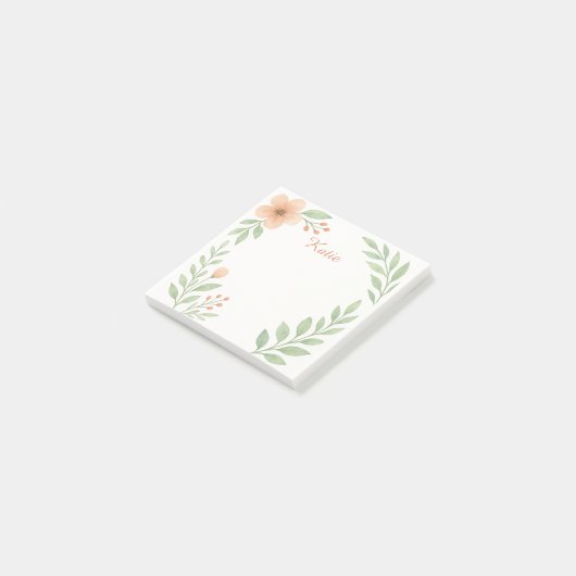 Personalized Watercolor Botanical Sticky Notes (Schuin)