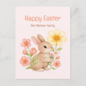 Personalized Watercolor Bunny Happy Easter Feestdagenkaart (Voorkant)
