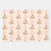 Personalized Watercolor Bunny Happy Easter Inpakpapier Vel (Voorkant)