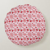 Personalized Watercolor Cherry Floral Pattern,  Rond Kussen (Achterkant)