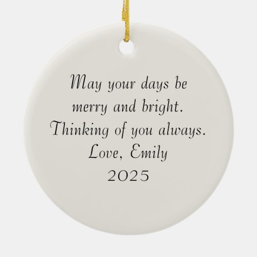 Personalized Watercolor Christmas Keramisch Ornament (Achterkant)
