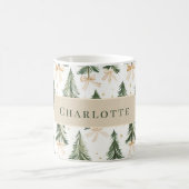 Personalized Watercolor Christmas Tree Name Mug Koffiemok (Center)