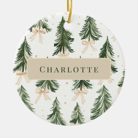 Personalized Watercolor Christmas Tree Ornament (Voorkant)