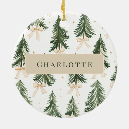 Personalized Watercolor Christmas Tree Ornament (Achterkant)