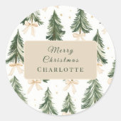 Personalized Watercolor Christmas Tree  Ronde Sticker (Voorkant)