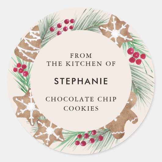 Personalized Watercolor Cookie Exchange Ronde Sticker (Voorkant)