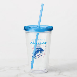 Personalized Watercolor Dolphin Acrylic Cup Acryl Drinkbeker