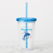 Personalized Watercolor Dolphin Acrylic Cup Acryl Drinkbeker (Voorkant)