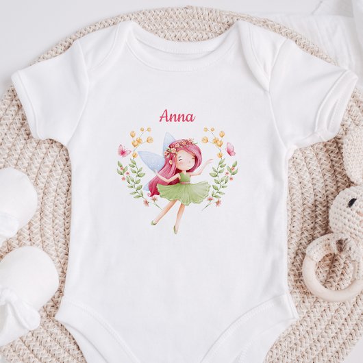 Personalized Watercolor Fairy Baby Girl Bodysuit