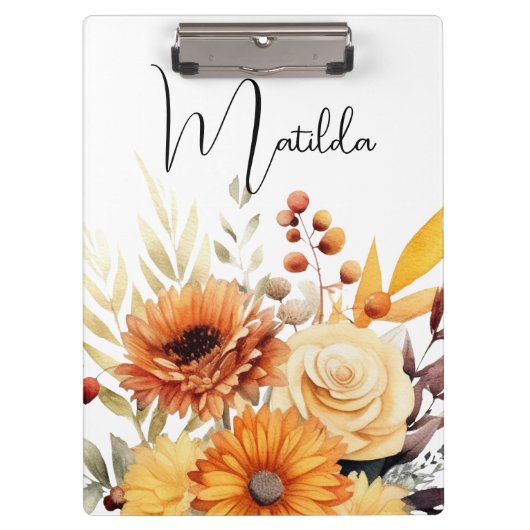 Personalized Watercolor floral Klembord (Voorkant)