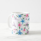Personalized Watercolor Floral Koffiemok (Voorkant links)