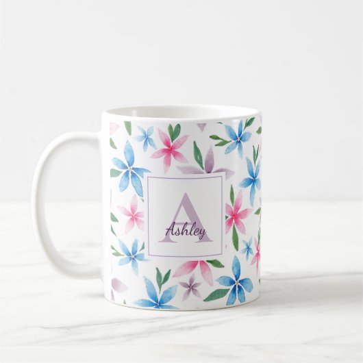 Personalized Watercolor Floral Koffiemok (Links)