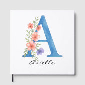 Personalized Watercolor Floral Letter A monogram Gastenboek (Voorkant)