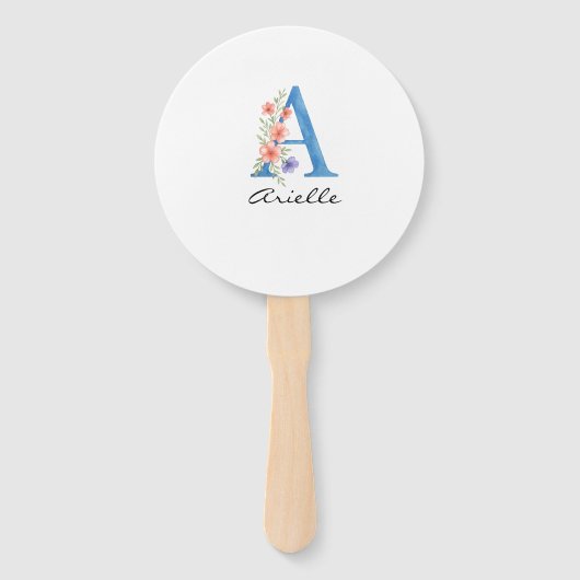 Personalized Watercolor Floral Letter A monogram Handwaaier (Voorkant)