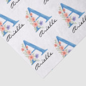 Personalized Watercolor Floral Letter A monogram Tissuepapier (Detail)