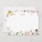 Personalized Watercolor Floral Monogram Stationery Notitiekaartje (Voorkant)