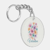 Personalized Watercolor Floral Name Keychain (Voorkant Links)