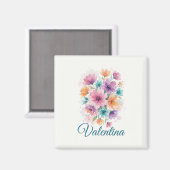 Personalized Watercolor Floral Name Magnet (Voorkant / Achterkant)