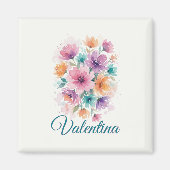 Personalized Watercolor Floral Name Magnet (Voorkant)