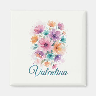 Personalized Watercolor Floral Name Magnet