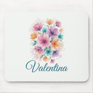 Personalized Watercolor Floral Name Mousepad Muismat