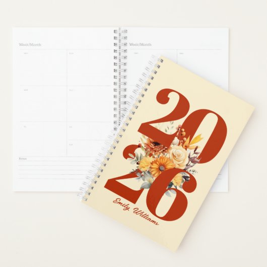 Personalized watercolor floral  planner (Display)